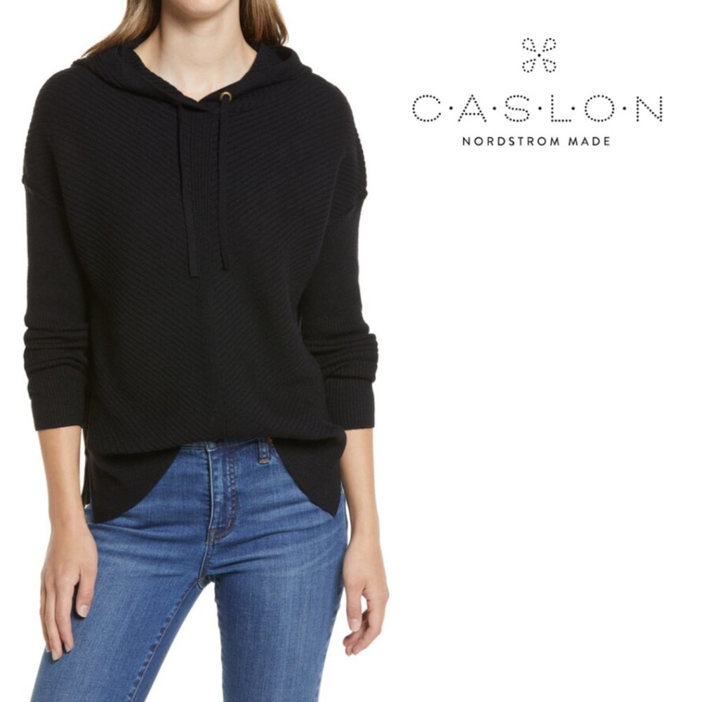 Nordstrom Caslon Chevron Rib Hoodie
